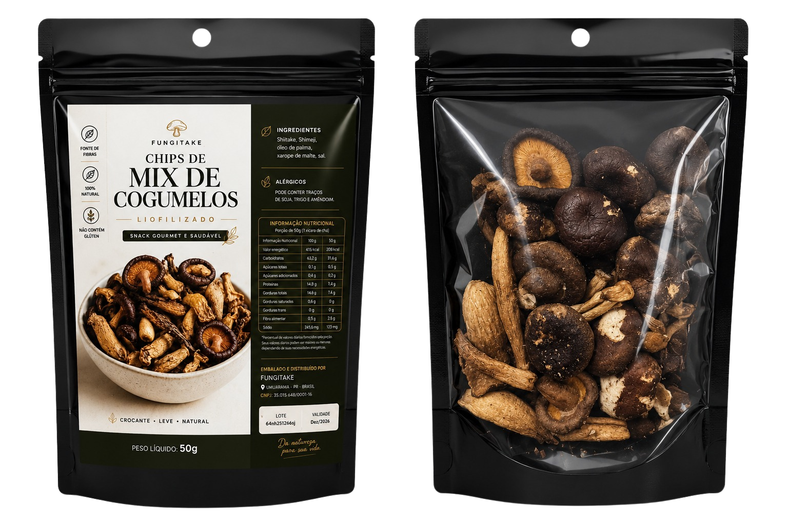 Chips de Mix de Cogumelos, 50 g.